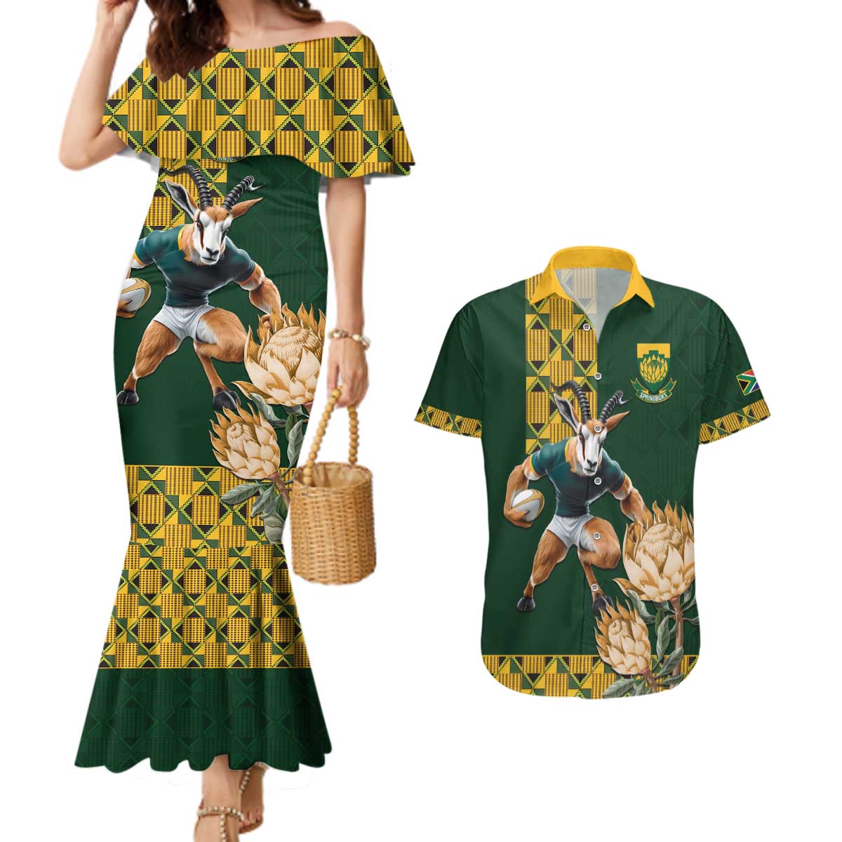 South Africa Rugby History World Champions Couples Matching Mermaid Dress and Hawaiian Shirt Springboks Make History