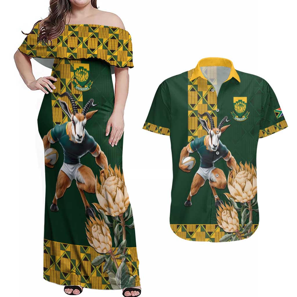 South Africa Rugby History World Champions Couples Matching Off Shoulder Maxi Dress and Hawaiian Shirt Springboks Make History