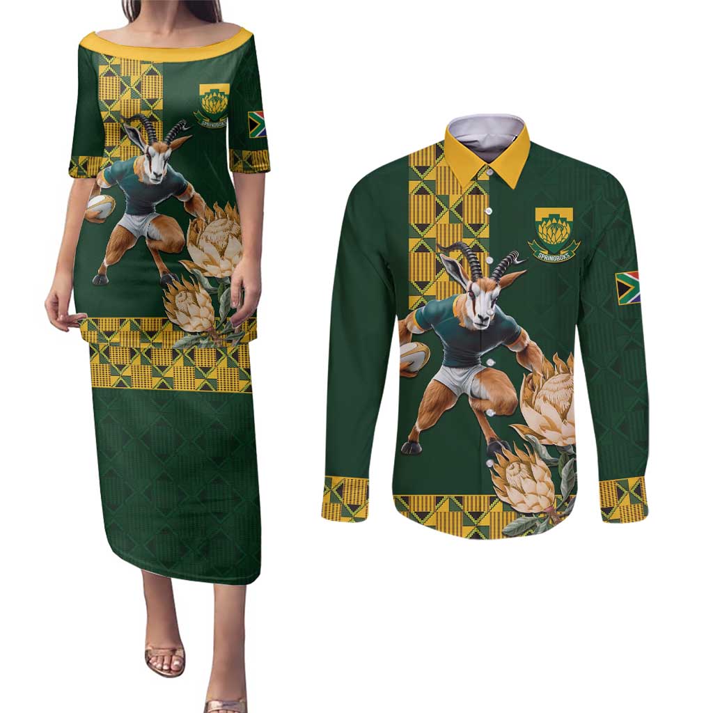 South Africa Rugby History World Champions Couples Matching Puletasi and Long Sleeve Button Shirt Springboks Make History