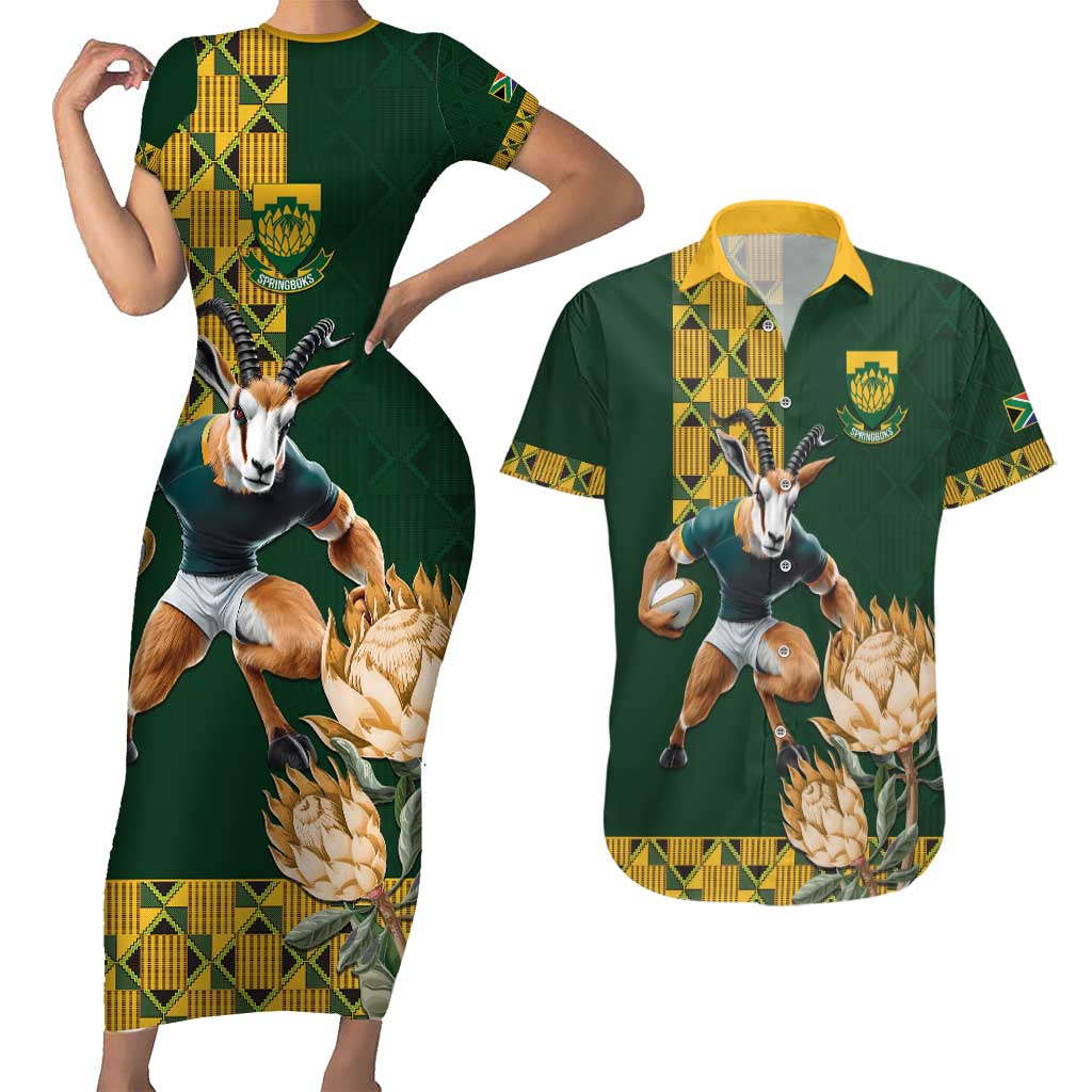 South Africa Rugby History World Champions Couples Matching Short Sleeve Bodycon Dress and Hawaiian Shirt Springboks Make History