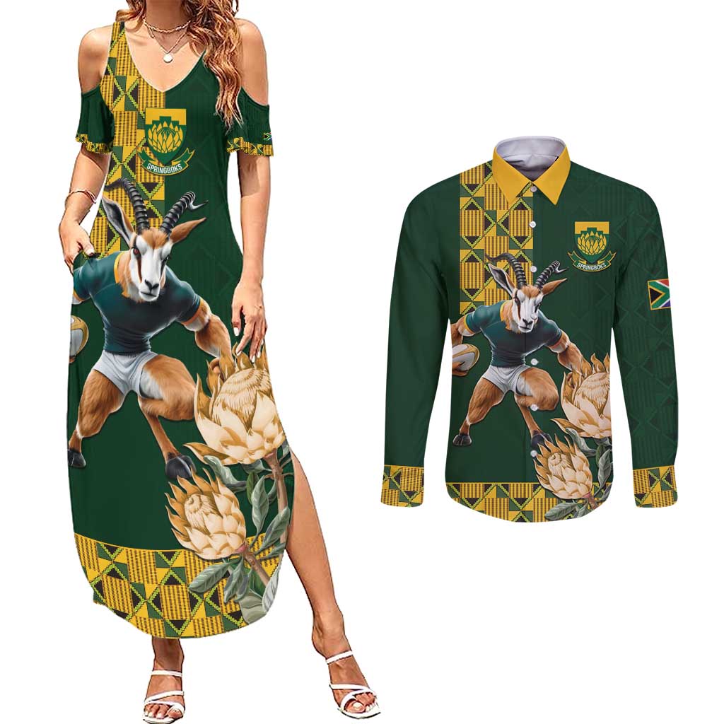 South Africa Rugby History World Champions Couples Matching Summer Maxi Dress and Long Sleeve Button Shirt Springboks Make History