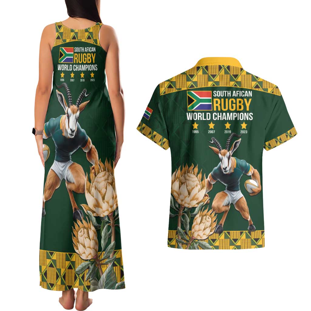 South Africa Rugby History World Champions Couples Matching Tank Maxi Dress and Hawaiian Shirt Springboks Make History