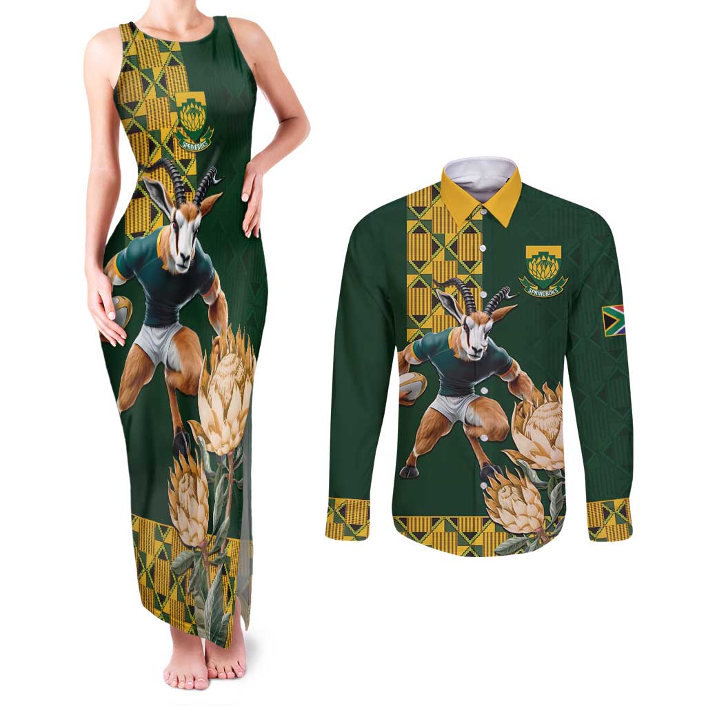 South Africa Rugby History World Champions Couples Matching Tank Maxi Dress and Long Sleeve Button Shirt Springboks Make History