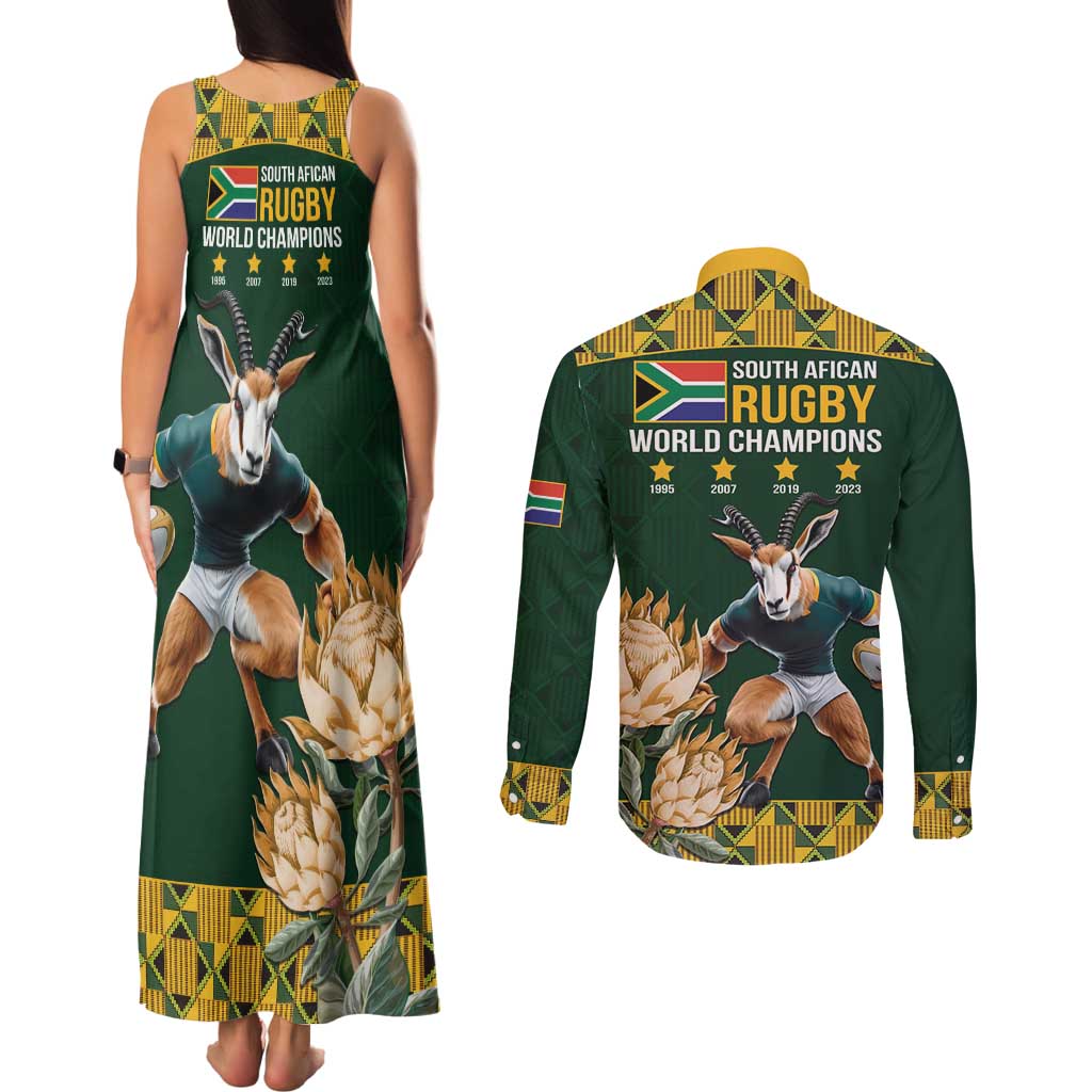 South Africa Rugby History World Champions Couples Matching Tank Maxi Dress and Long Sleeve Button Shirt Springboks Make History