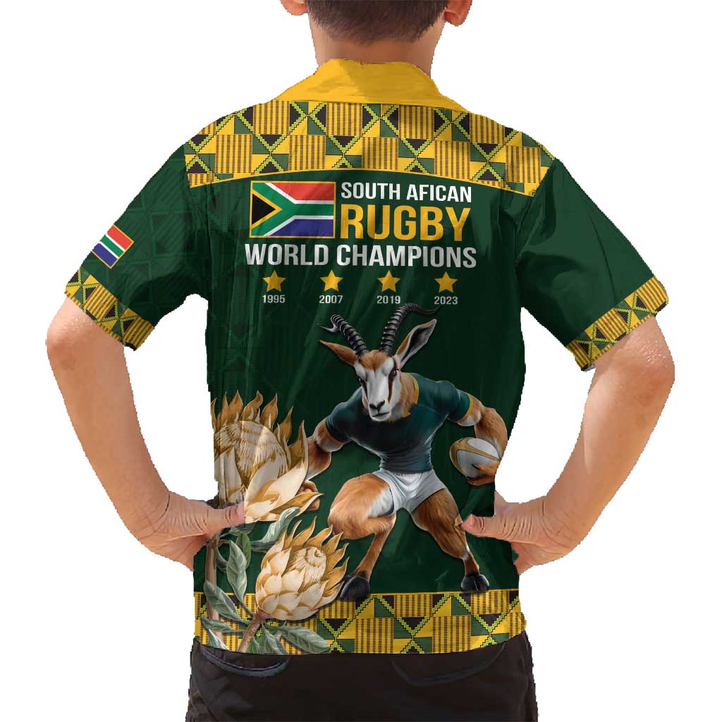 South Africa Rugby History World Champions Family Matching Long Sleeve Bodycon Dress and Hawaiian Shirt Springboks Make History