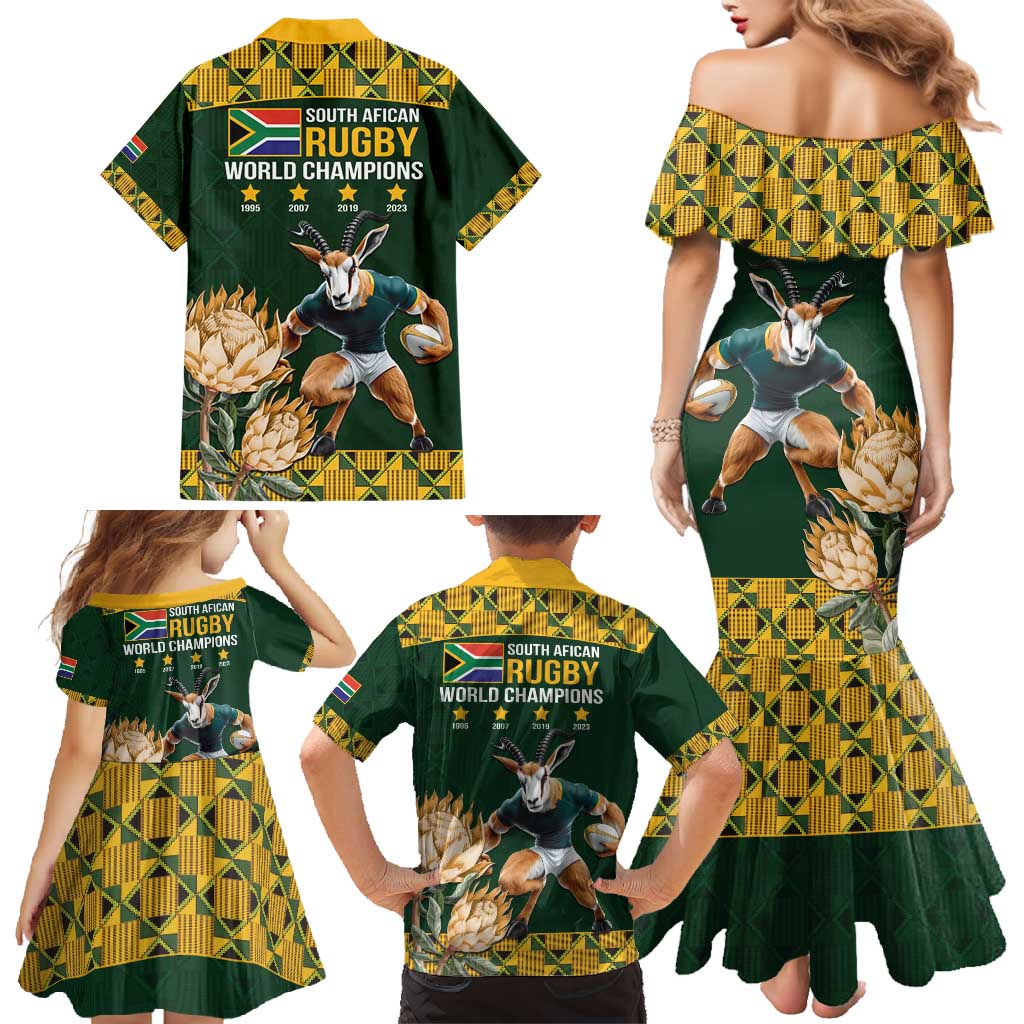 South Africa Rugby History World Champions Family Matching Mermaid Dress and Hawaiian Shirt Springboks Make History