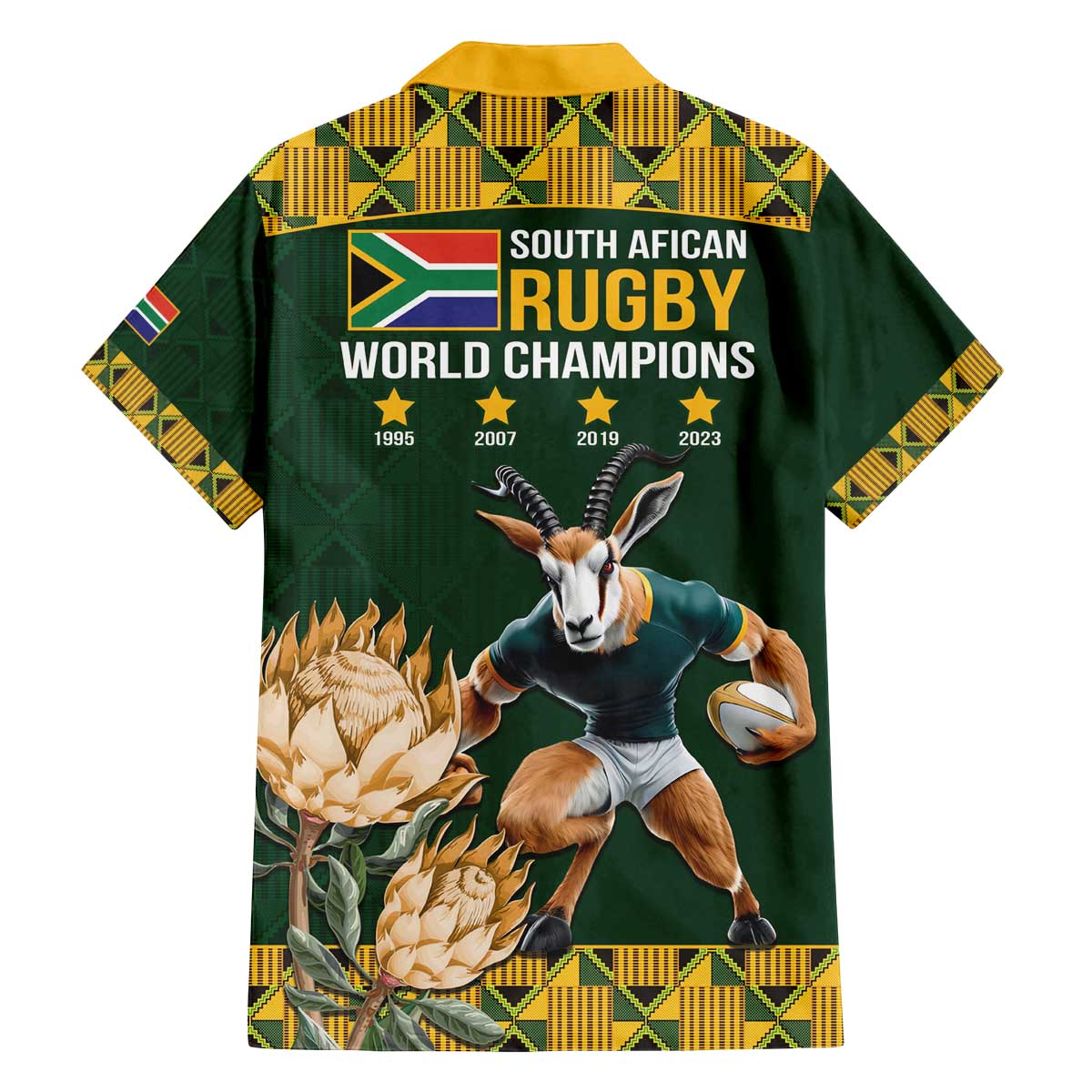 South Africa Rugby History World Champions Family Matching Off The Shoulder Long Sleeve Dress and Hawaiian Shirt Springboks Make History