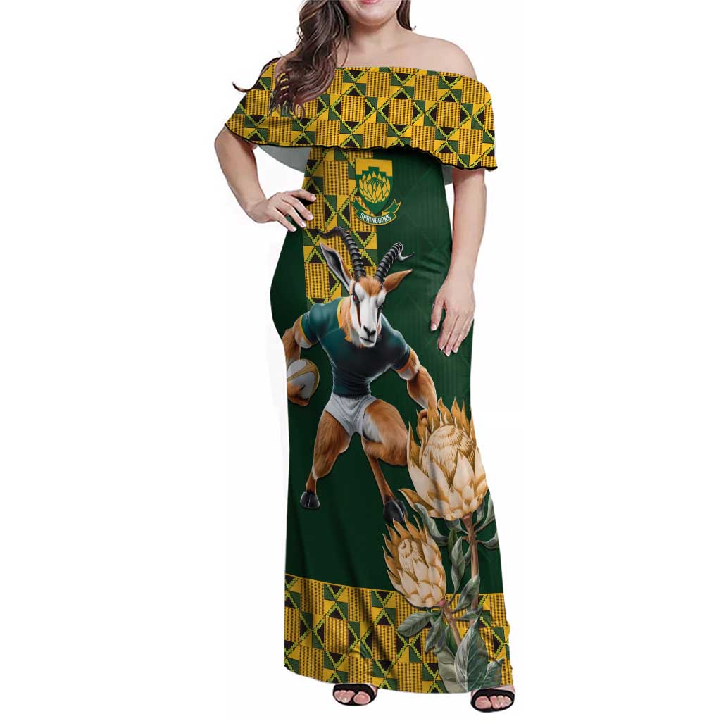 South Africa Rugby History World Champions Family Matching Off Shoulder Maxi Dress and Hawaiian Shirt Springboks Make History