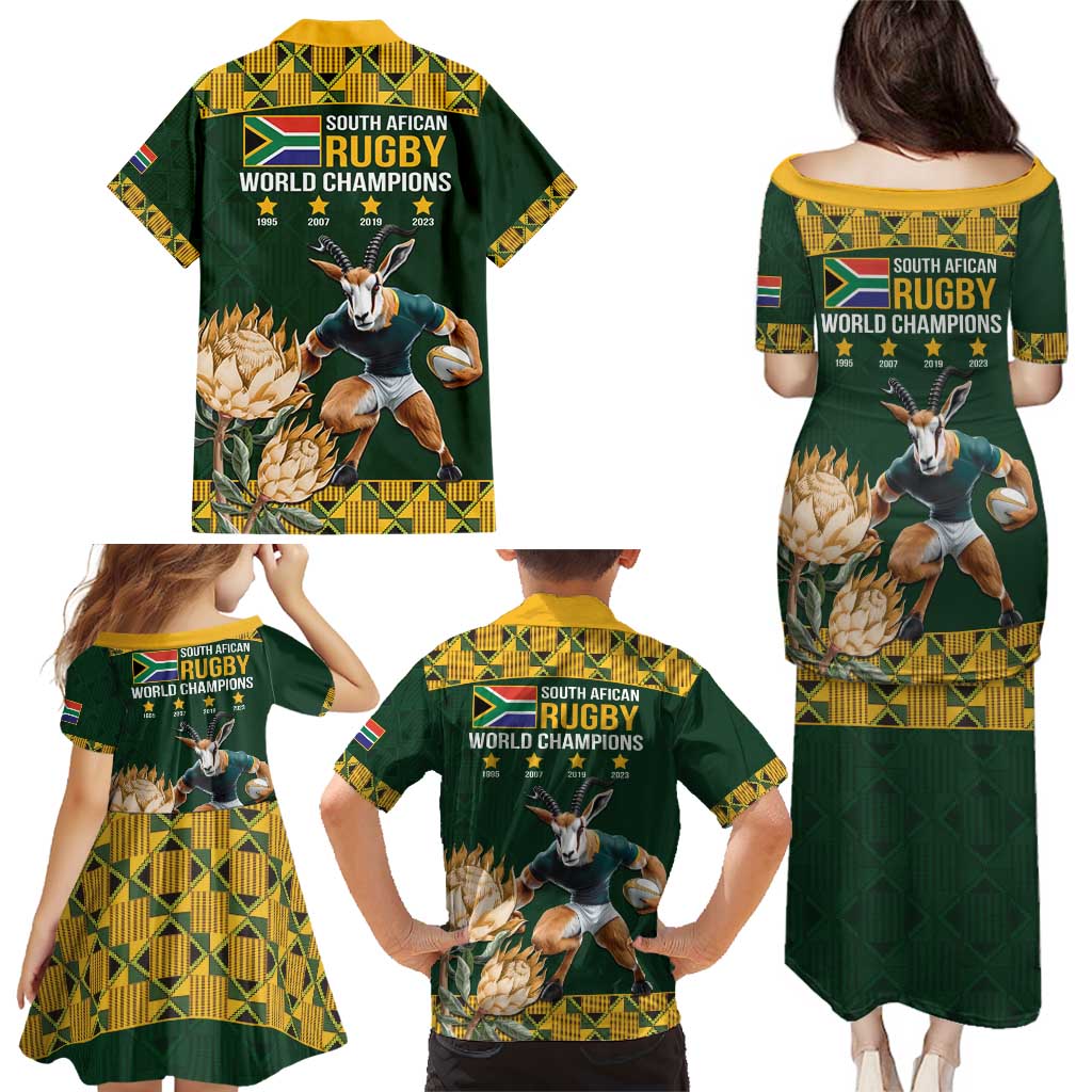 South Africa Rugby History World Champions Family Matching Puletasi and Hawaiian Shirt Springboks Make History