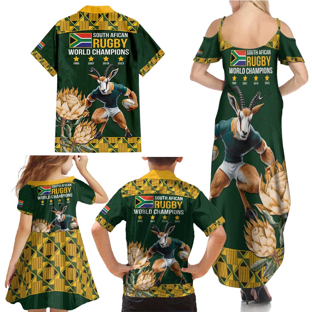 South Africa Rugby History World Champions Family Matching Summer Maxi Dress and Hawaiian Shirt Springboks Make History