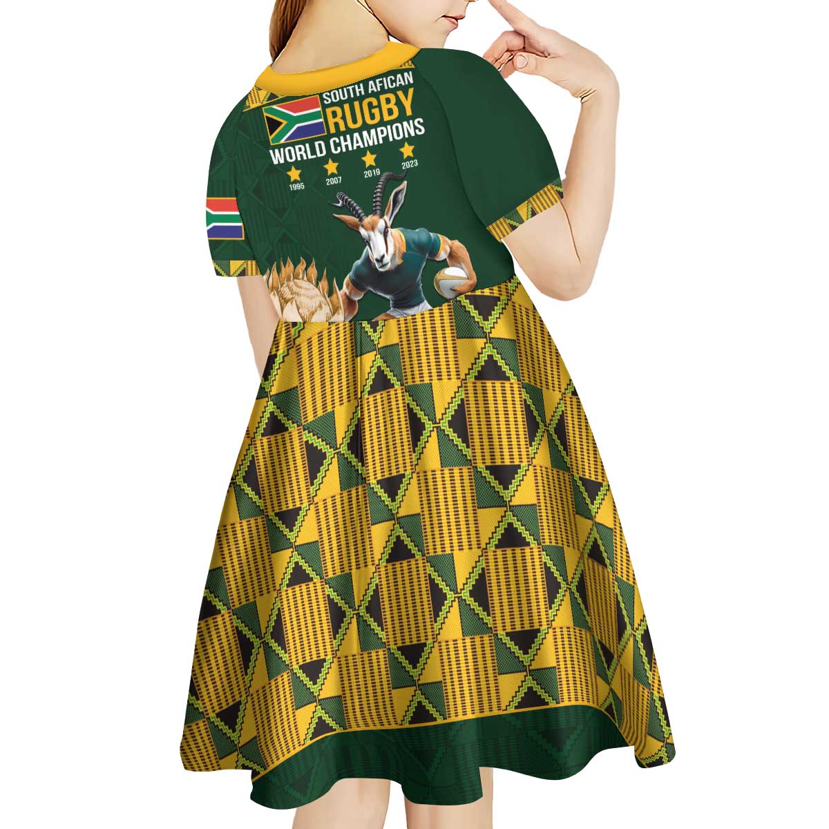 South Africa Rugby History World Champions Kid Short Sleeve Dress Springboks Make History