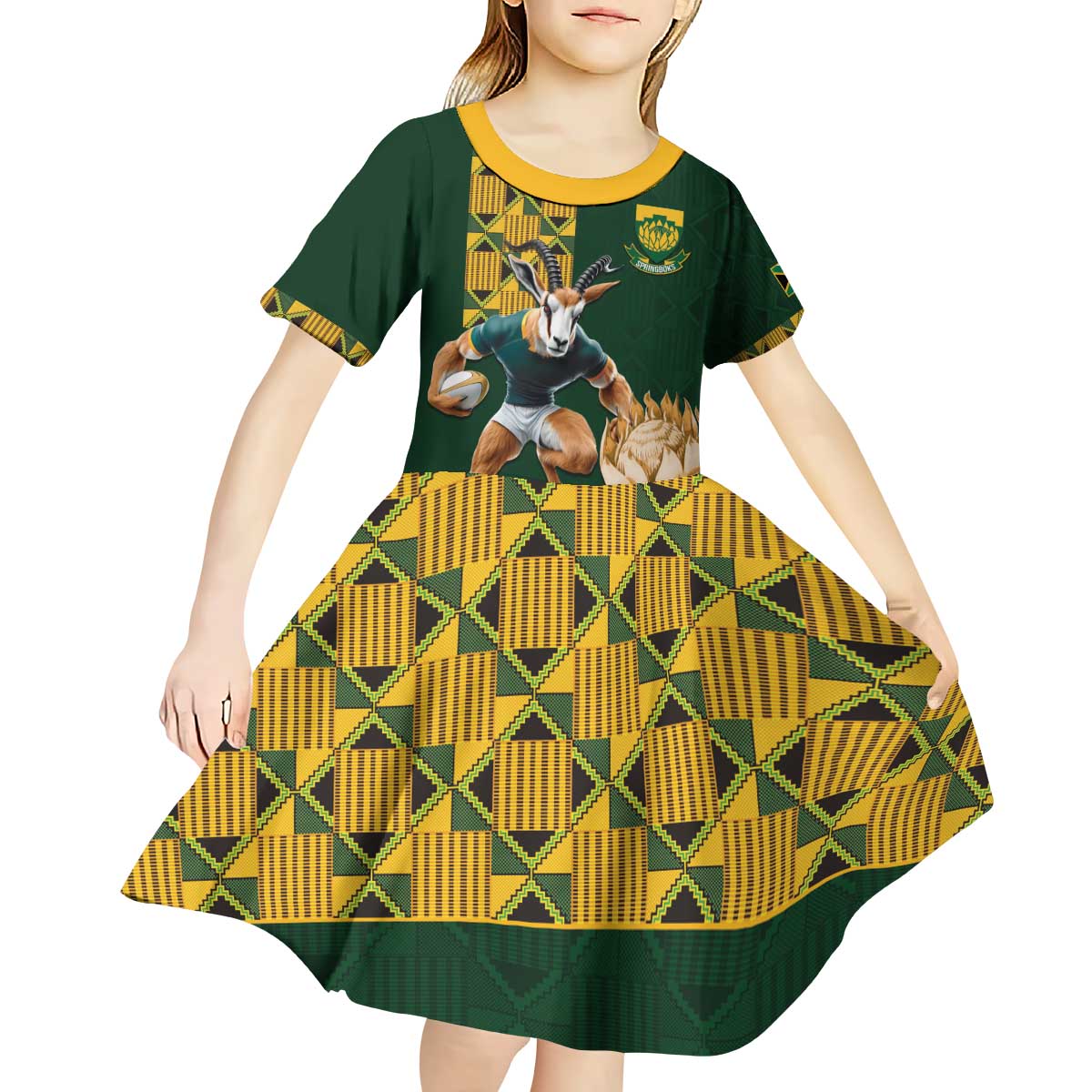 South Africa Rugby History World Champions Kid Short Sleeve Dress Springboks Make History