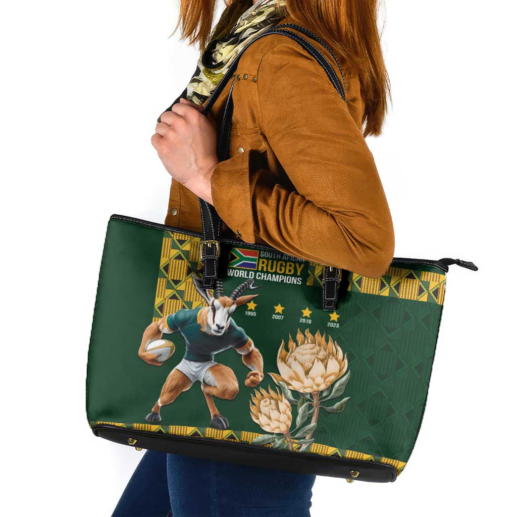 South Africa Rugby History World Champions Leather Tote Bag Springboks Make History