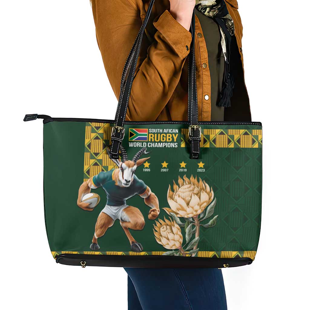 South Africa Rugby History World Champions Leather Tote Bag Springboks Make History