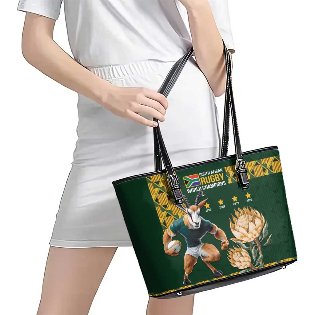 South Africa Rugby History World Champions Leather Tote Bag Springboks Make History