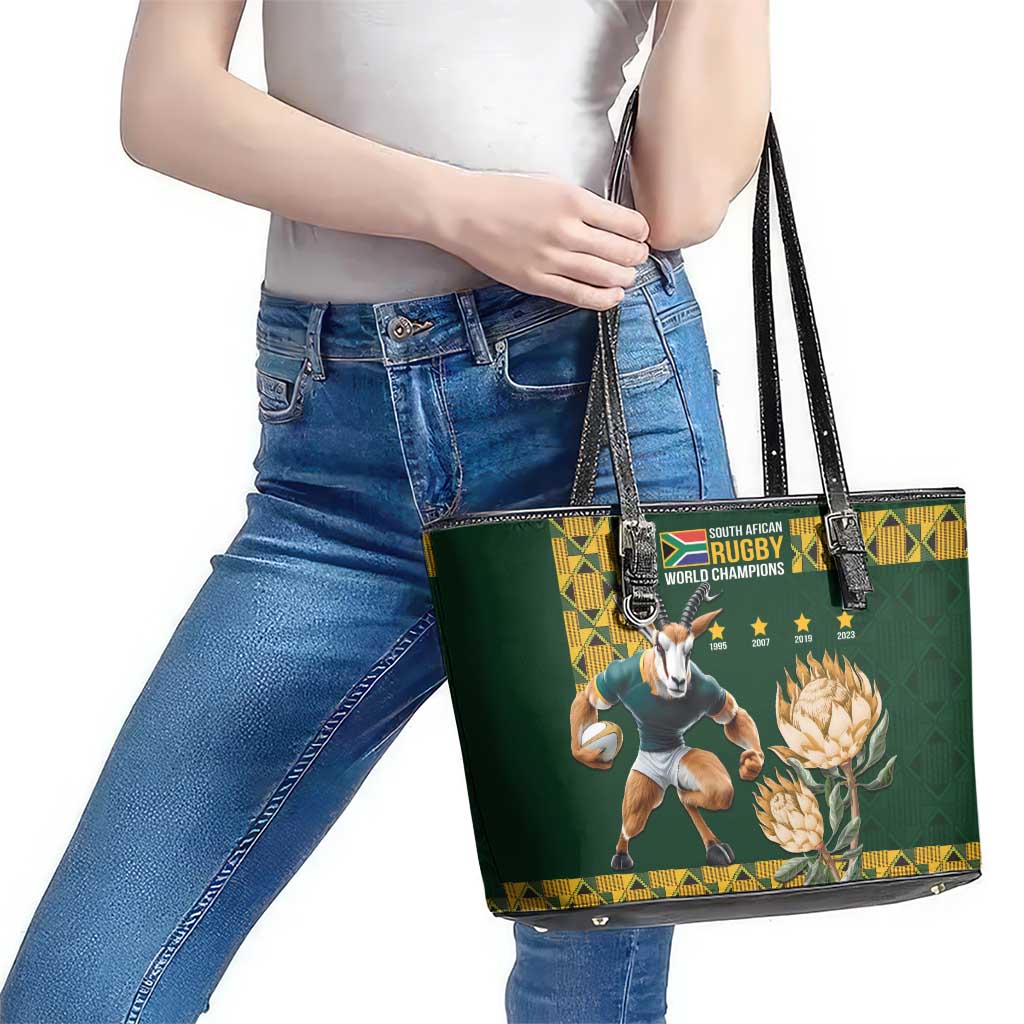 South Africa Rugby History World Champions Leather Tote Bag Springboks Make History