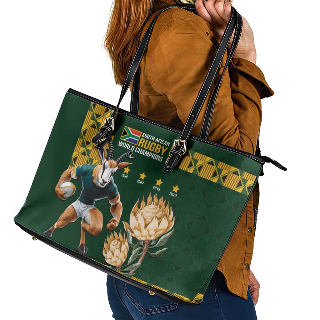 South Africa Rugby History World Champions Leather Tote Bag Springboks Make History