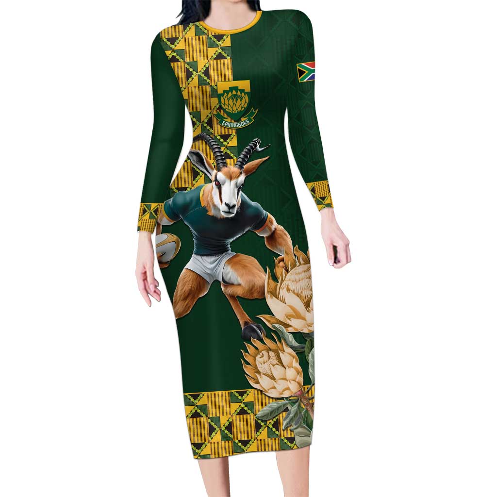 South Africa Rugby History World Champions Long Sleeve Bodycon Dress Springboks Make History