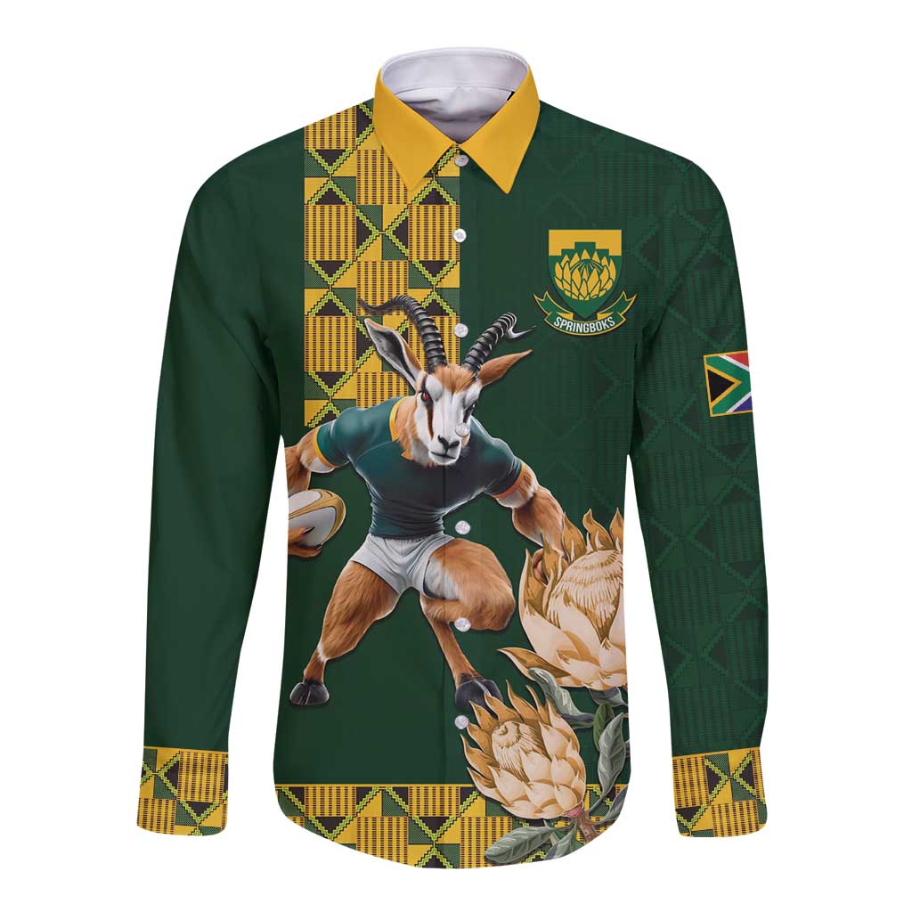 South Africa Rugby History World Champions Long Sleeve Button Shirt Springboks Make History