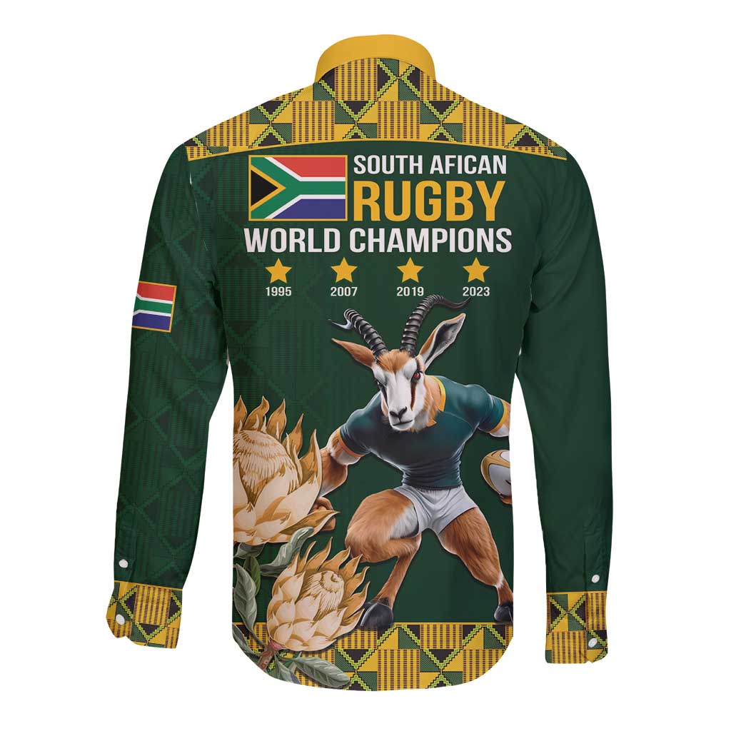 South Africa Rugby History World Champions Long Sleeve Button Shirt Springboks Make History