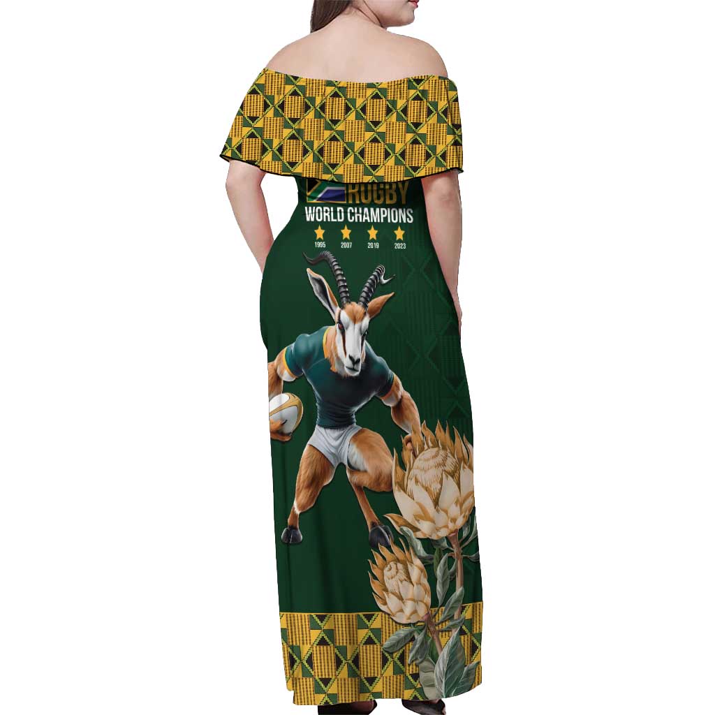 South Africa Rugby History World Champions Off Shoulder Maxi Dress Springboks Make History