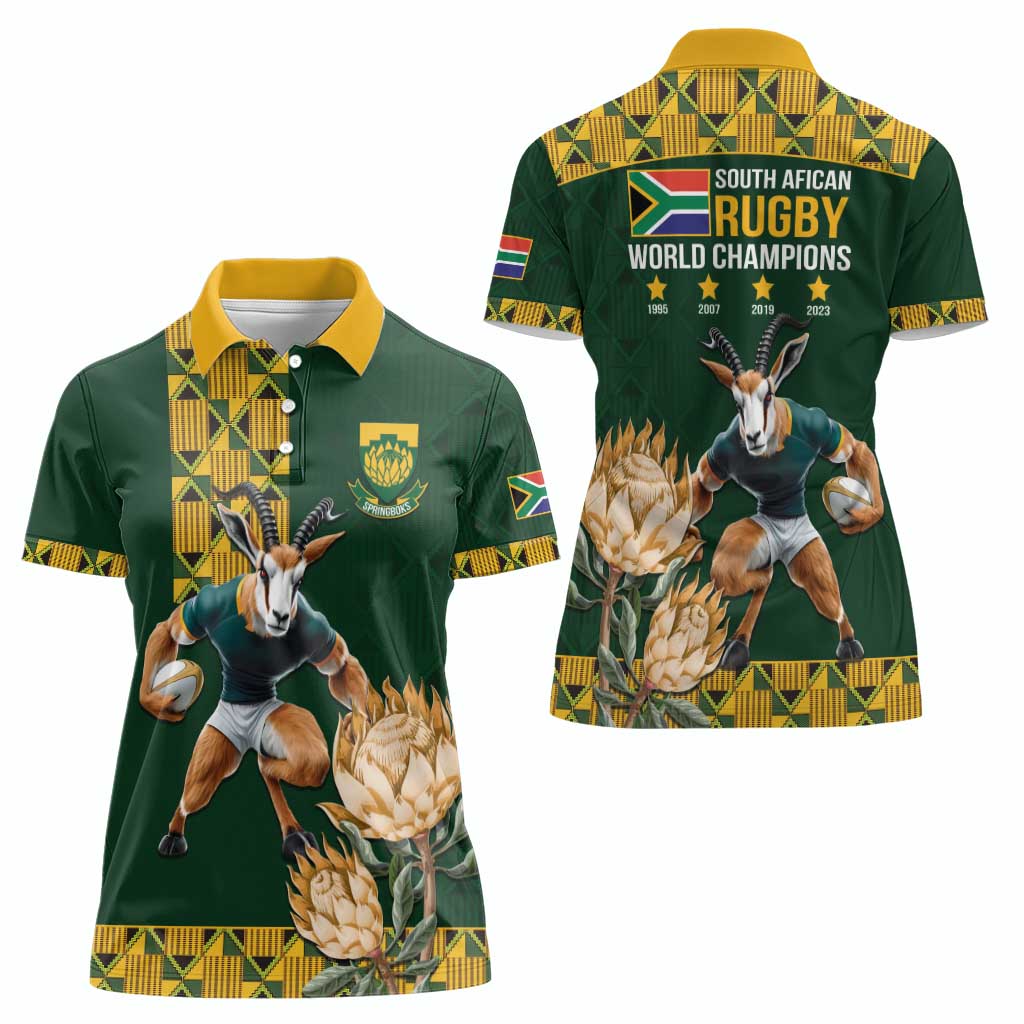 South Africa Rugby History World Champions Women Polo Shirt Springboks Make History