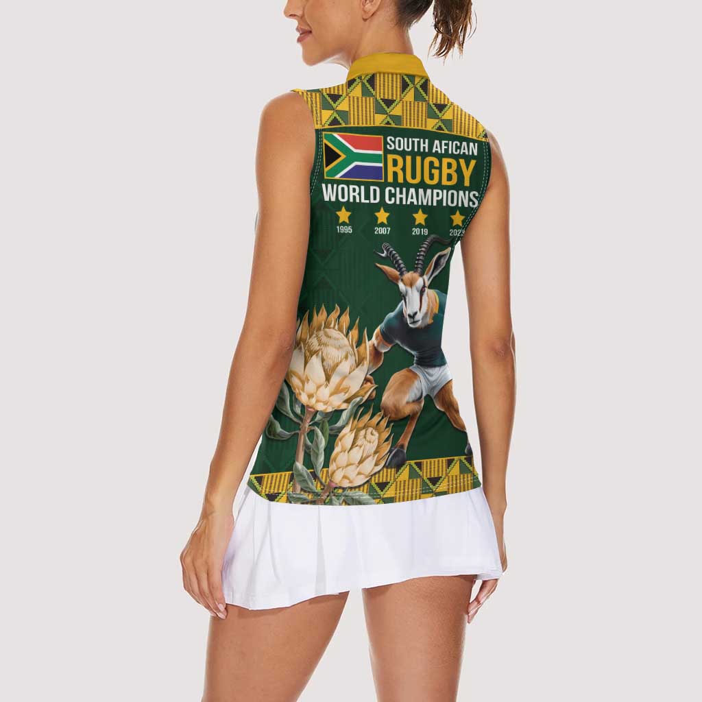 South Africa Rugby History World Champions Women Sleeveless Polo Shirt Springboks Make History