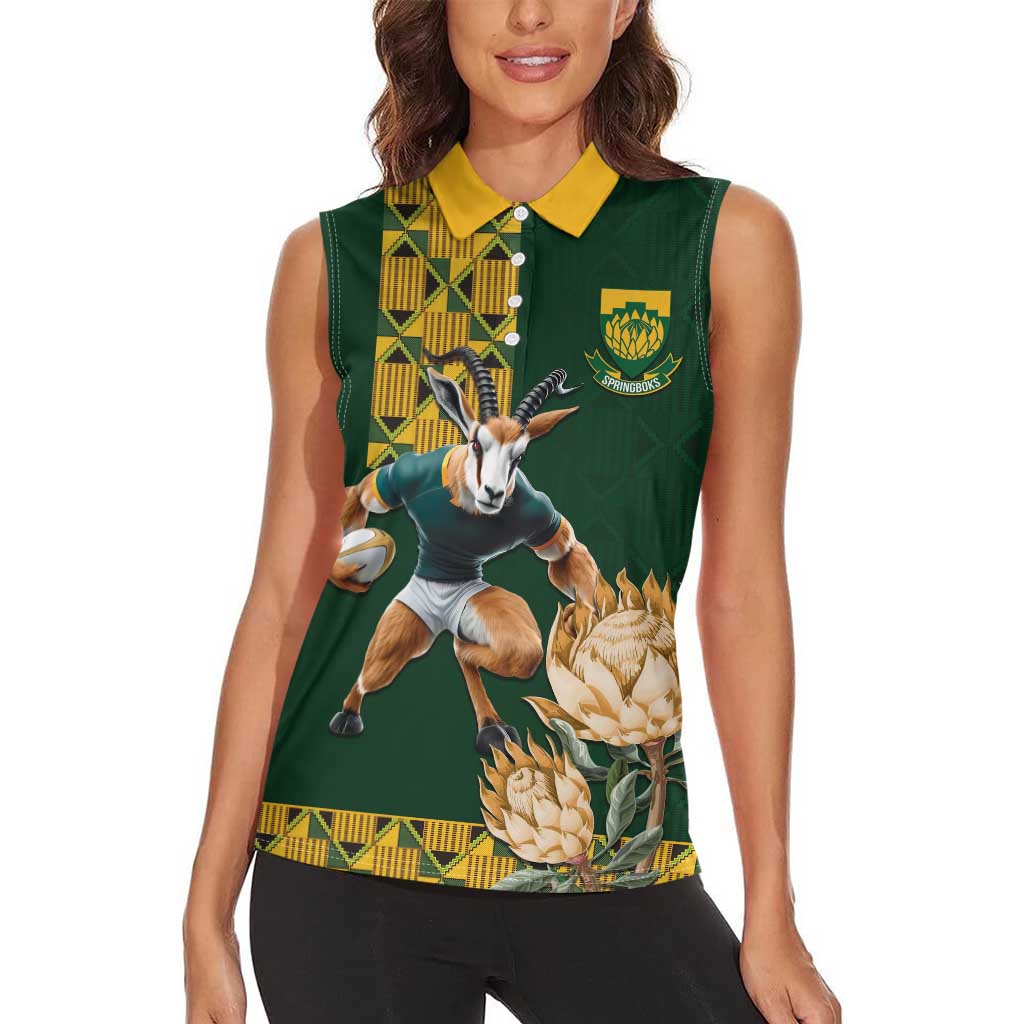 South Africa Rugby History World Champions Women Sleeveless Polo Shirt Springboks Make History