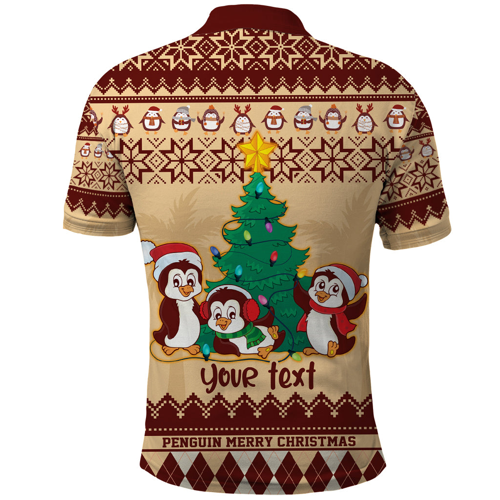 australia-penguin-christmas-argyle-pattern-personalised-polo-shirt