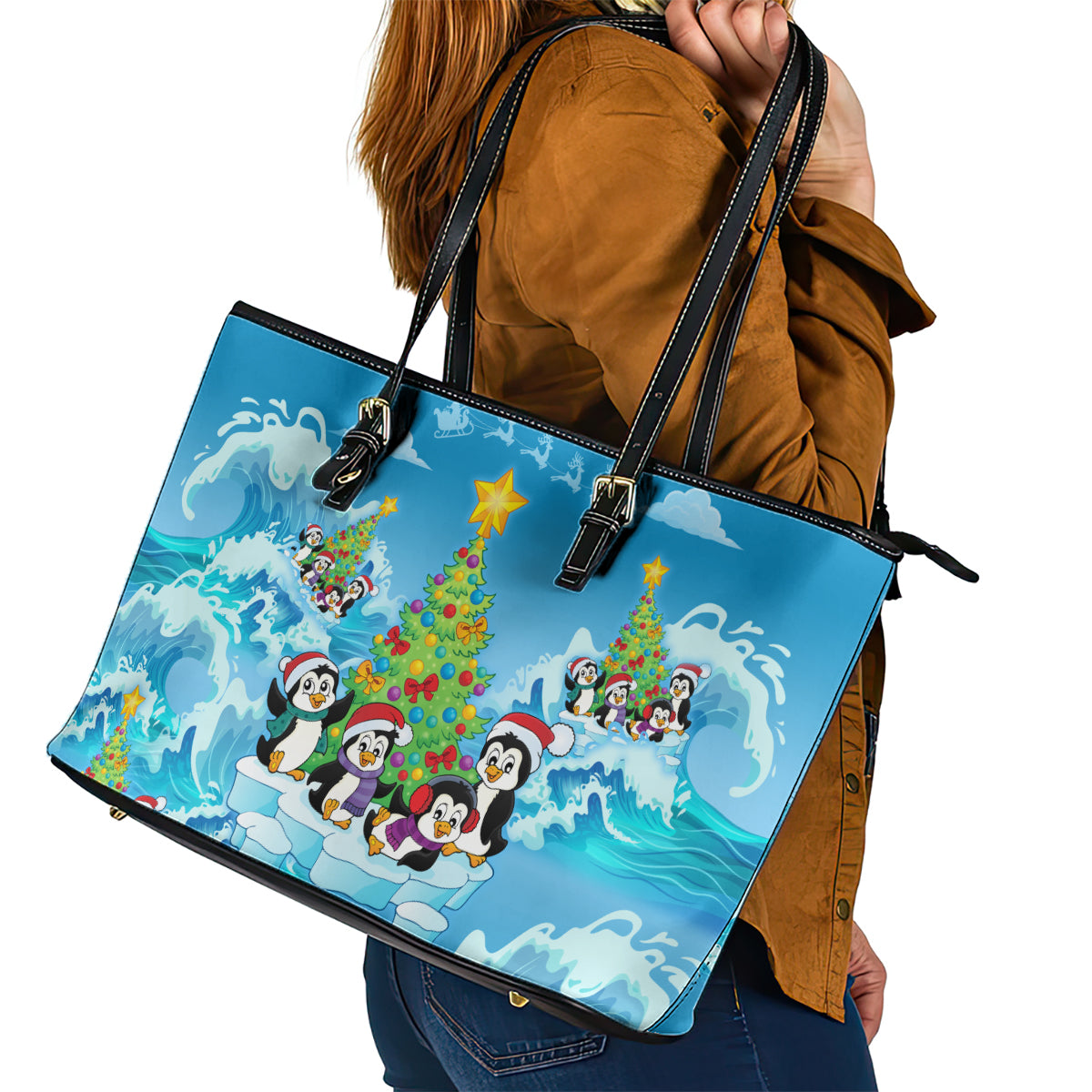 its-penguin-ing-to-look-a-lot-like-christmas-leather-tote-bag