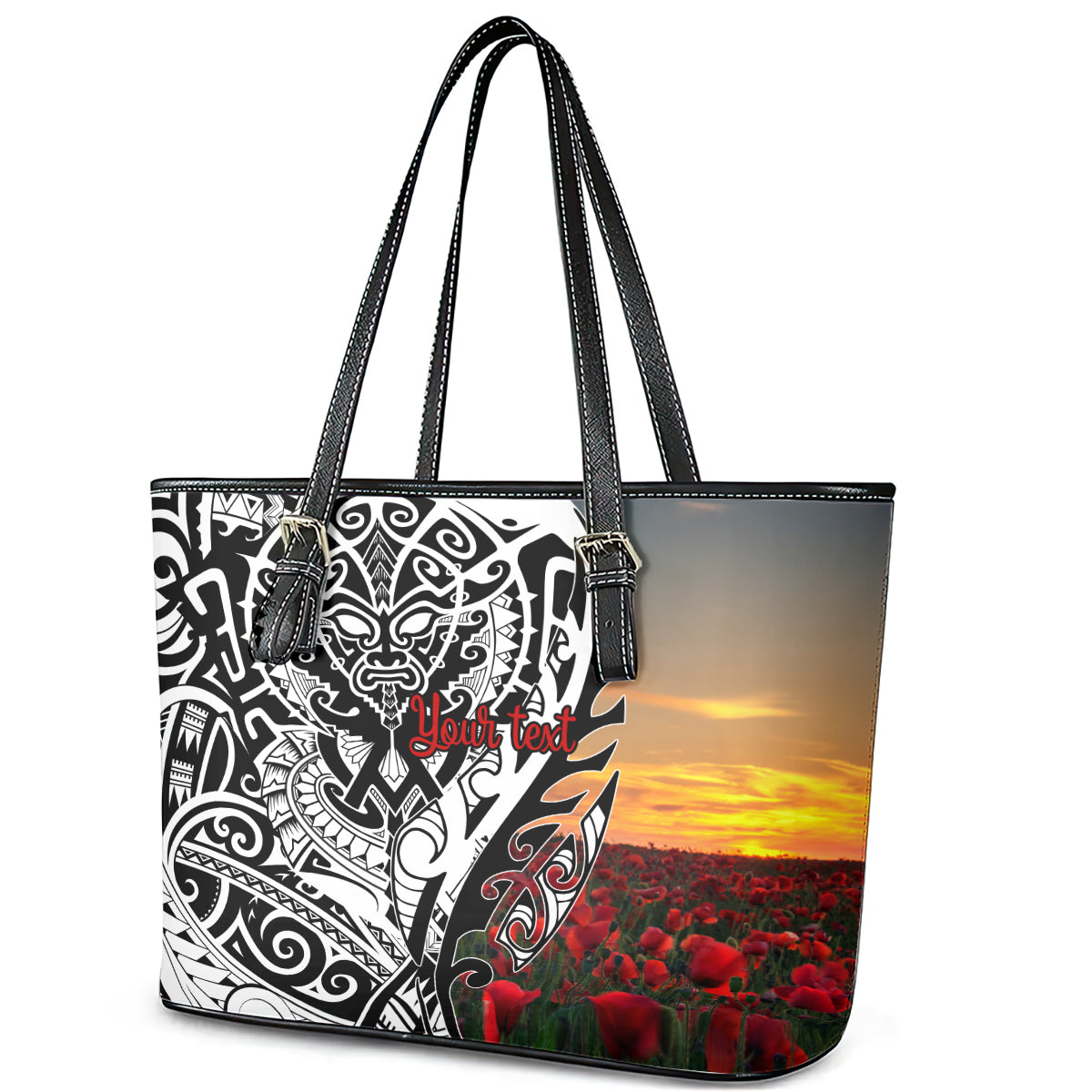 Personalised New Zealand Waitangi and ANZAC day Leather Tote Bag