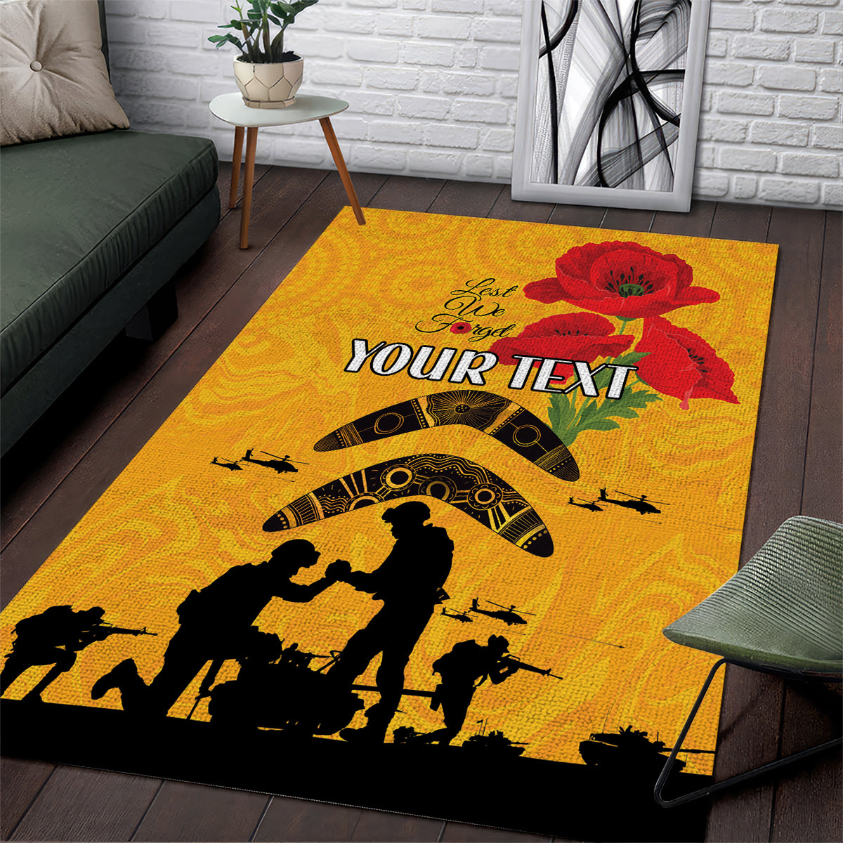 Australia Matildas Soccer ANZAC Custom Area Rug Gallipoli Soldier With Aboriginal Dots Art