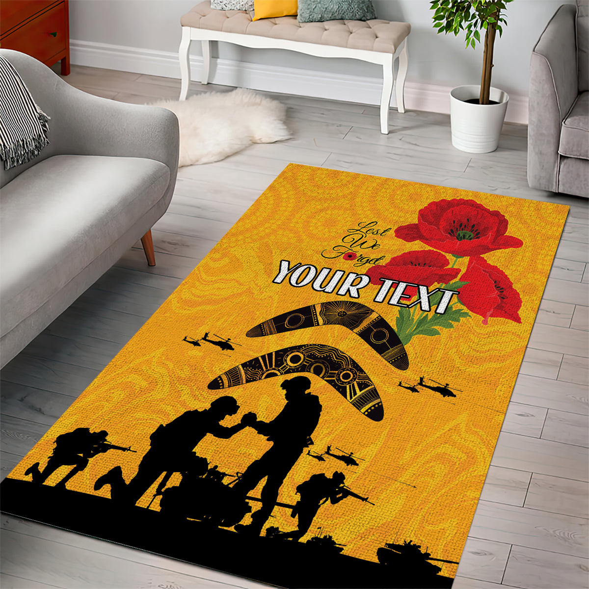 Australia Matildas Soccer ANZAC Custom Area Rug Gallipoli Soldier With Aboriginal Dots Art