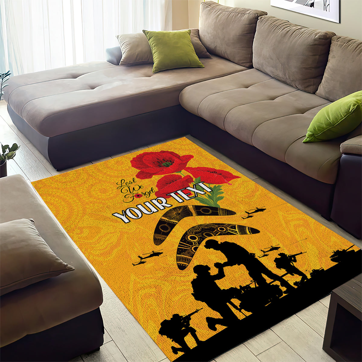 Australia Matildas Soccer ANZAC Custom Area Rug Gallipoli Soldier With Aboriginal Dots Art