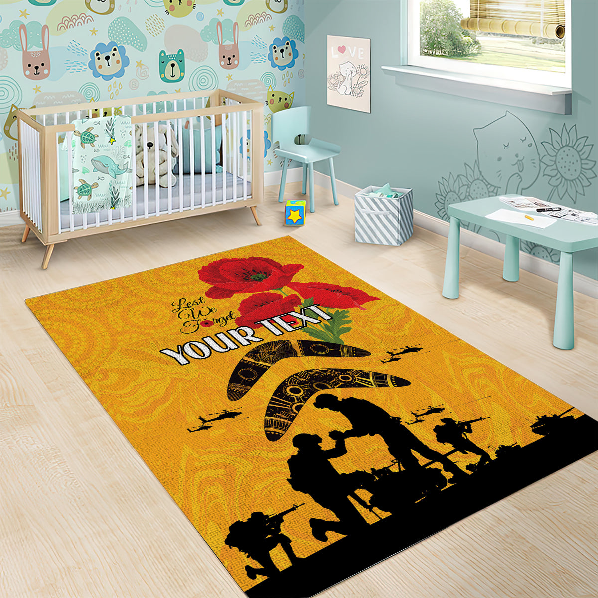 Australia Matildas Soccer ANZAC Custom Area Rug Gallipoli Soldier With Aboriginal Dots Art