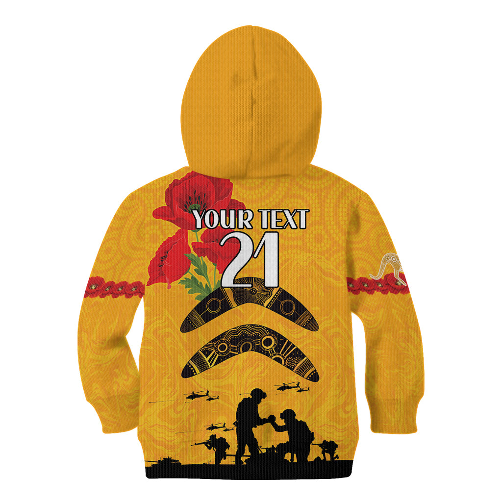 Australia Matildas Soccer ANZAC Custom Kid Hoodie Gallipoli Soldier With Aboriginal Dots Art