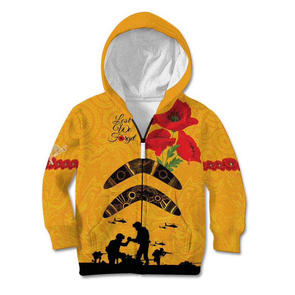 Australia Matildas Soccer ANZAC Custom Kid Hoodie Gallipoli Soldier With Aboriginal Dots Art