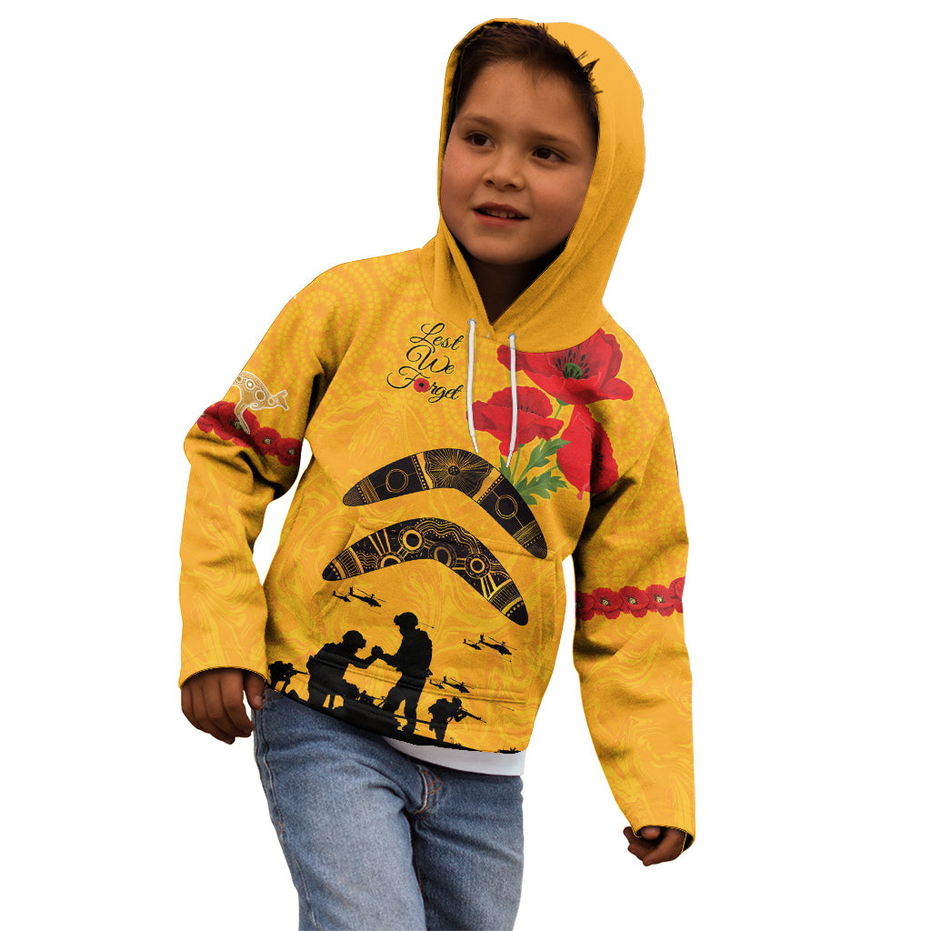 Australia Matildas Soccer ANZAC Custom Kid Hoodie Gallipoli Soldier With Aboriginal Dots Art