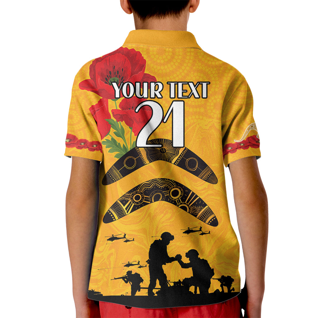 Australia Matildas Soccer ANZAC Custom Kid Polo Shirt Gallipoli Soldier With Aboriginal Dots Art