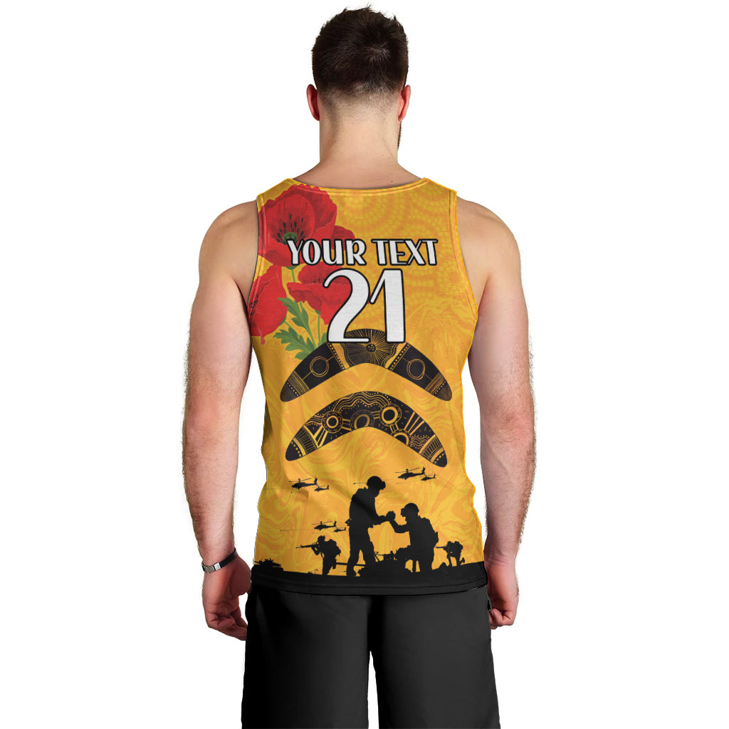 Australia Matildas Soccer ANZAC Custom Men Tank Top Gallipoli Soldier With Aboriginal Dots Art