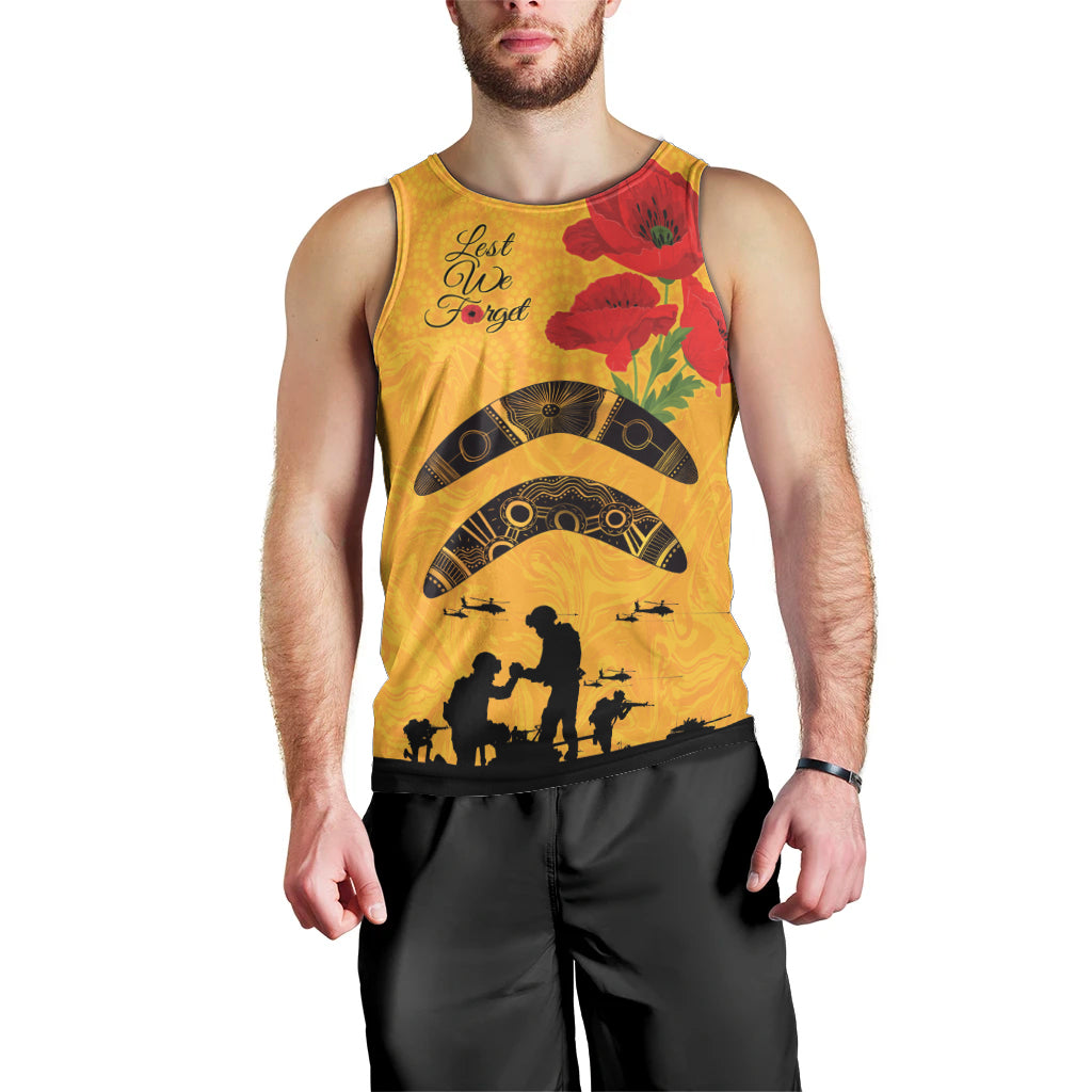 Australia Matildas Soccer ANZAC Custom Men Tank Top Gallipoli Soldier With Aboriginal Dots Art