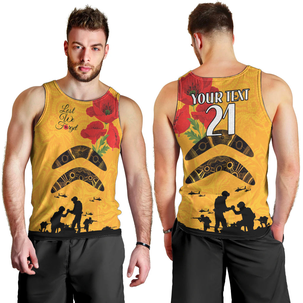 Australia Matildas Soccer ANZAC Custom Men Tank Top Gallipoli Soldier With Aboriginal Dots Art