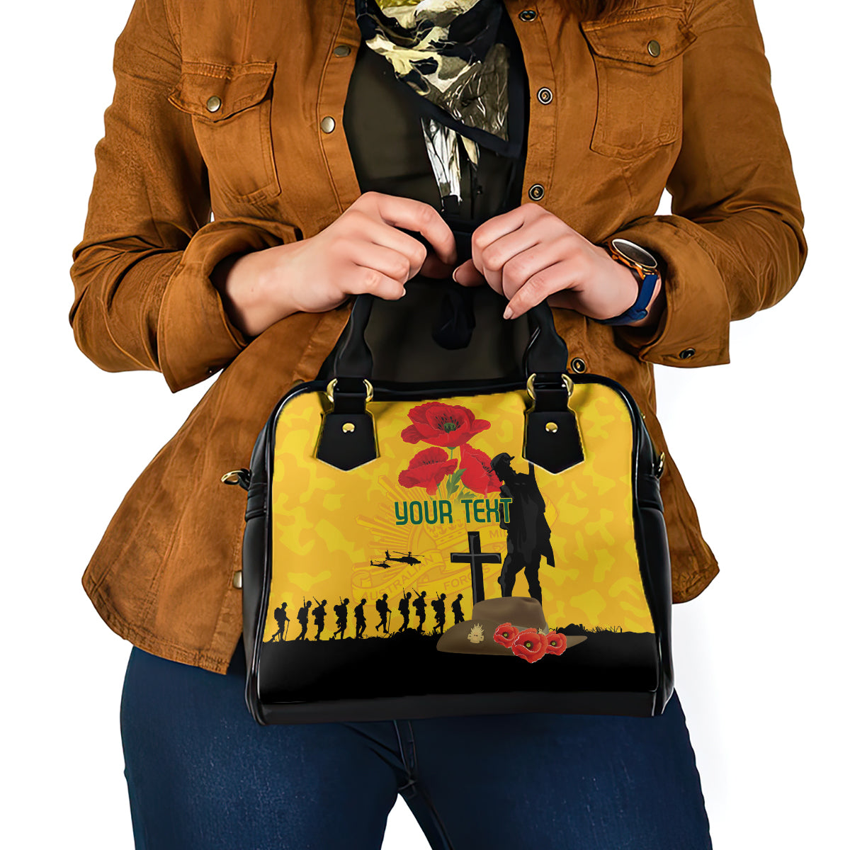 Australia Socceroos Soccer ANZAC Custom Shoulder Handbag Gallipoli Soldier With Camouflage Art