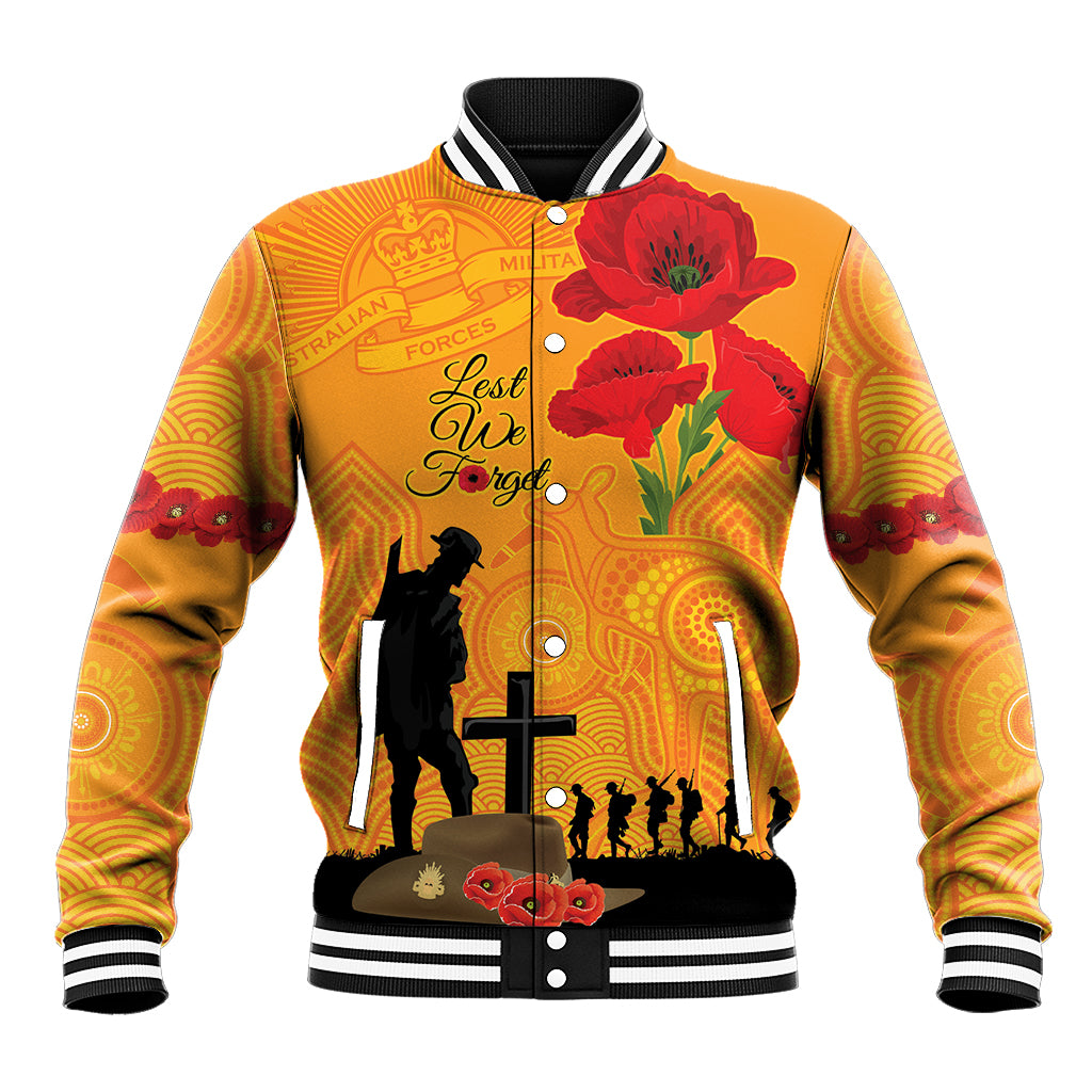 Australia Wallabies Rugby ANZAC Custom Baseball Jacket Gallipoli Soldier With Aboriginal Dots Art