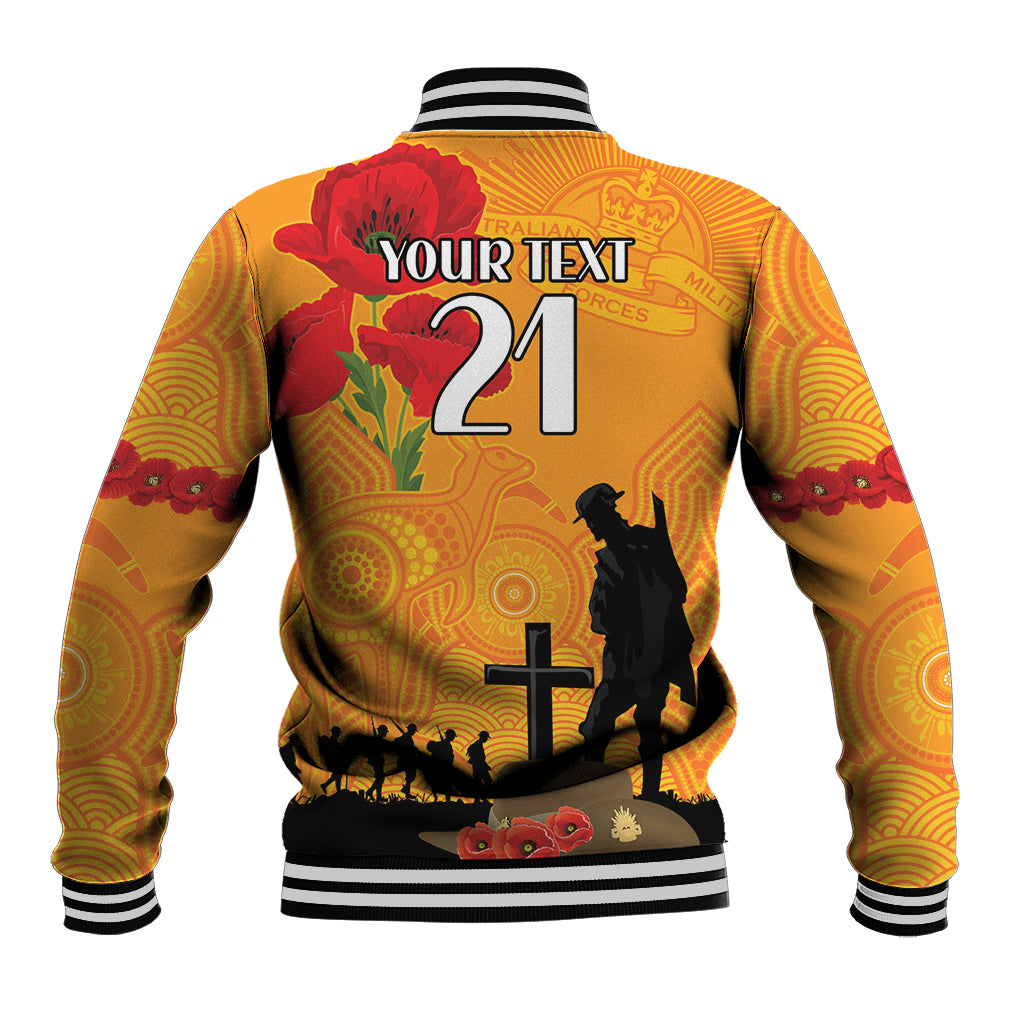 Australia Wallabies Rugby ANZAC Custom Baseball Jacket Gallipoli Soldier With Aboriginal Dots Art