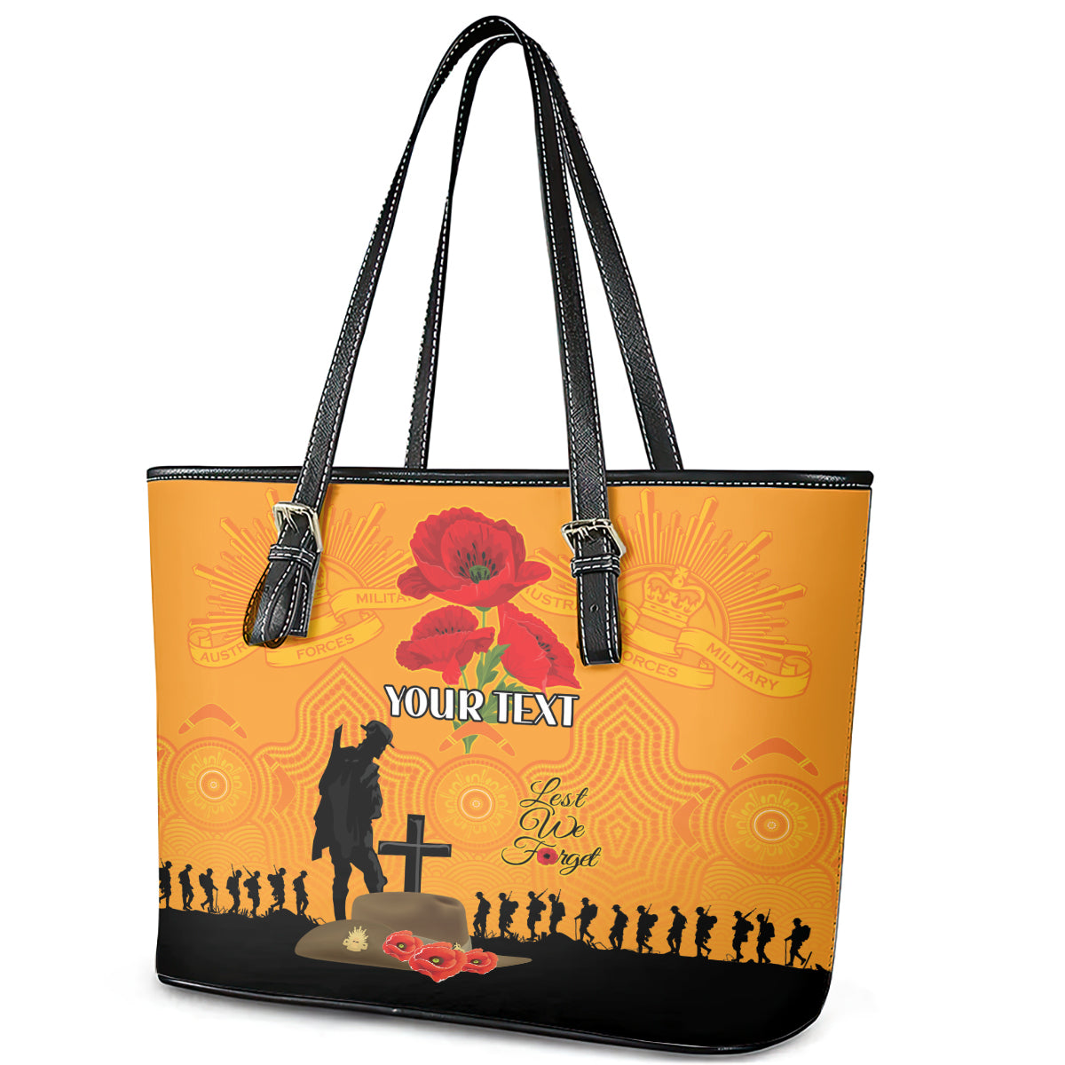 Australia Wallabies Rugby ANZAC Custom Leather Tote Bag Gallipoli Soldier With Aboriginal Dots Art