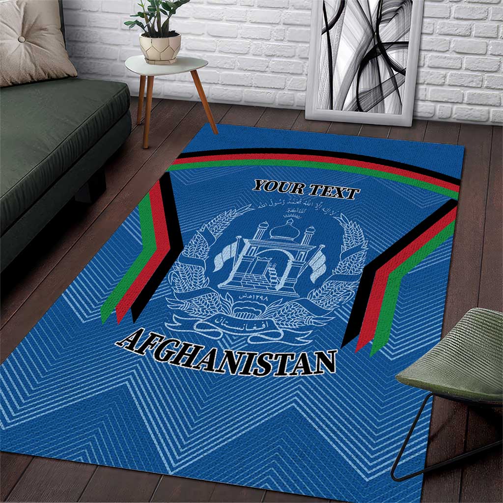 Custom Afghanistan Cricket Area Rug Afghan Coat Of Arm with Special Flag