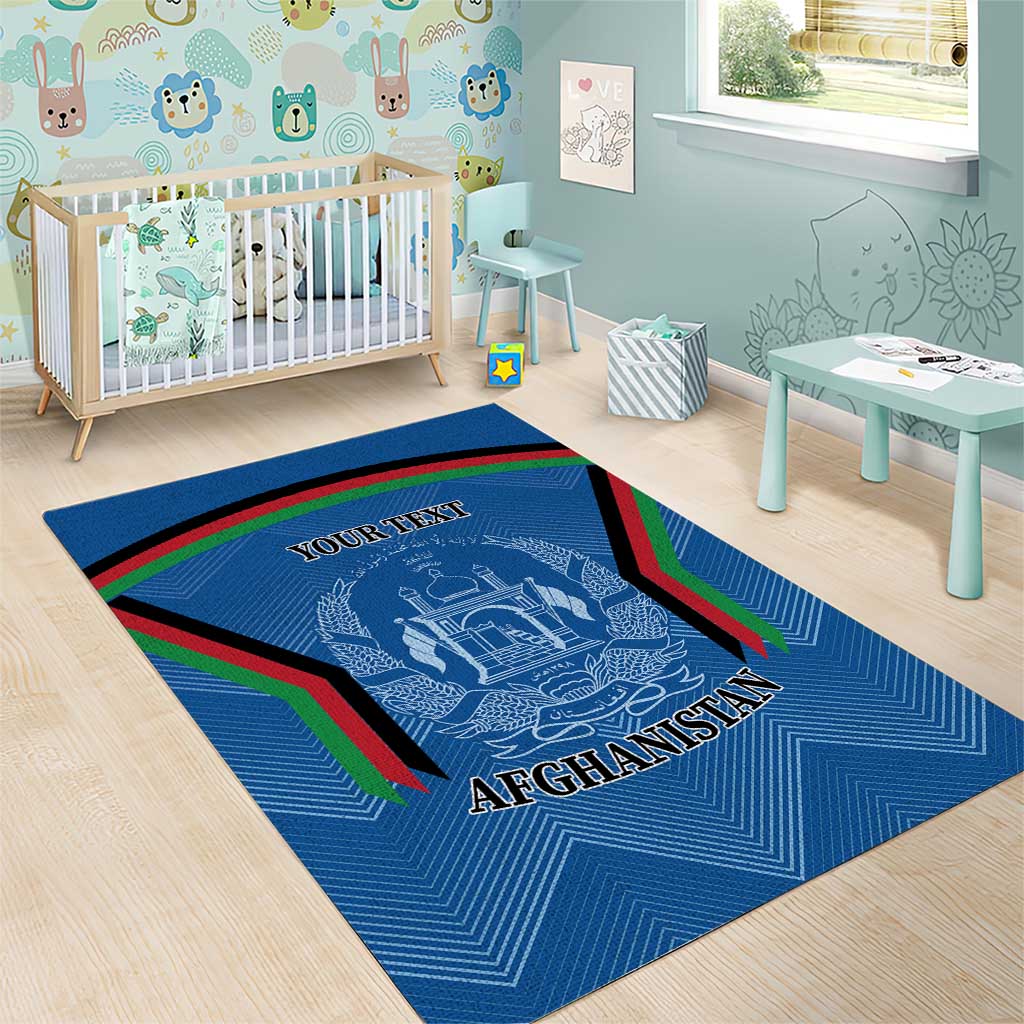 Custom Afghanistan Cricket Area Rug Afghan Coat Of Arm with Special Flag