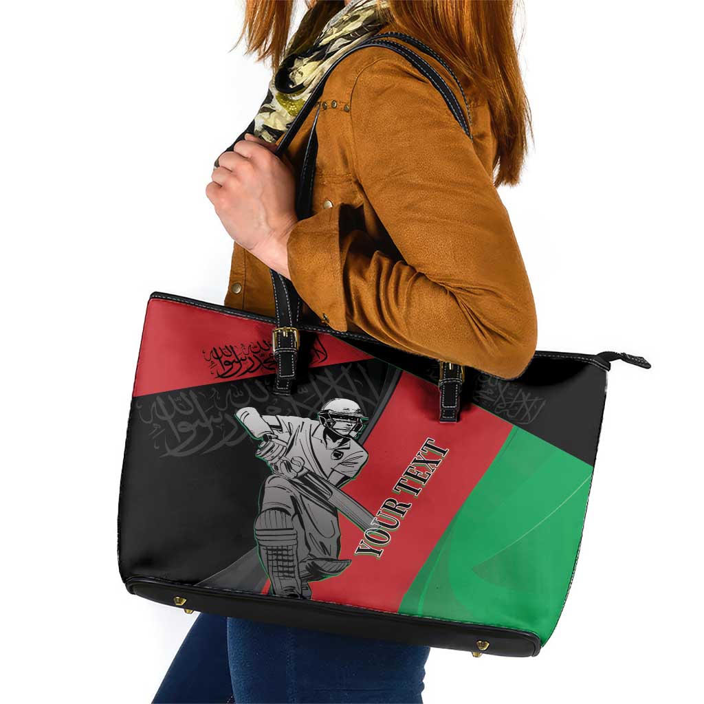 Custom Afghanistan Cricket Leather Tote Bag Sporty Version