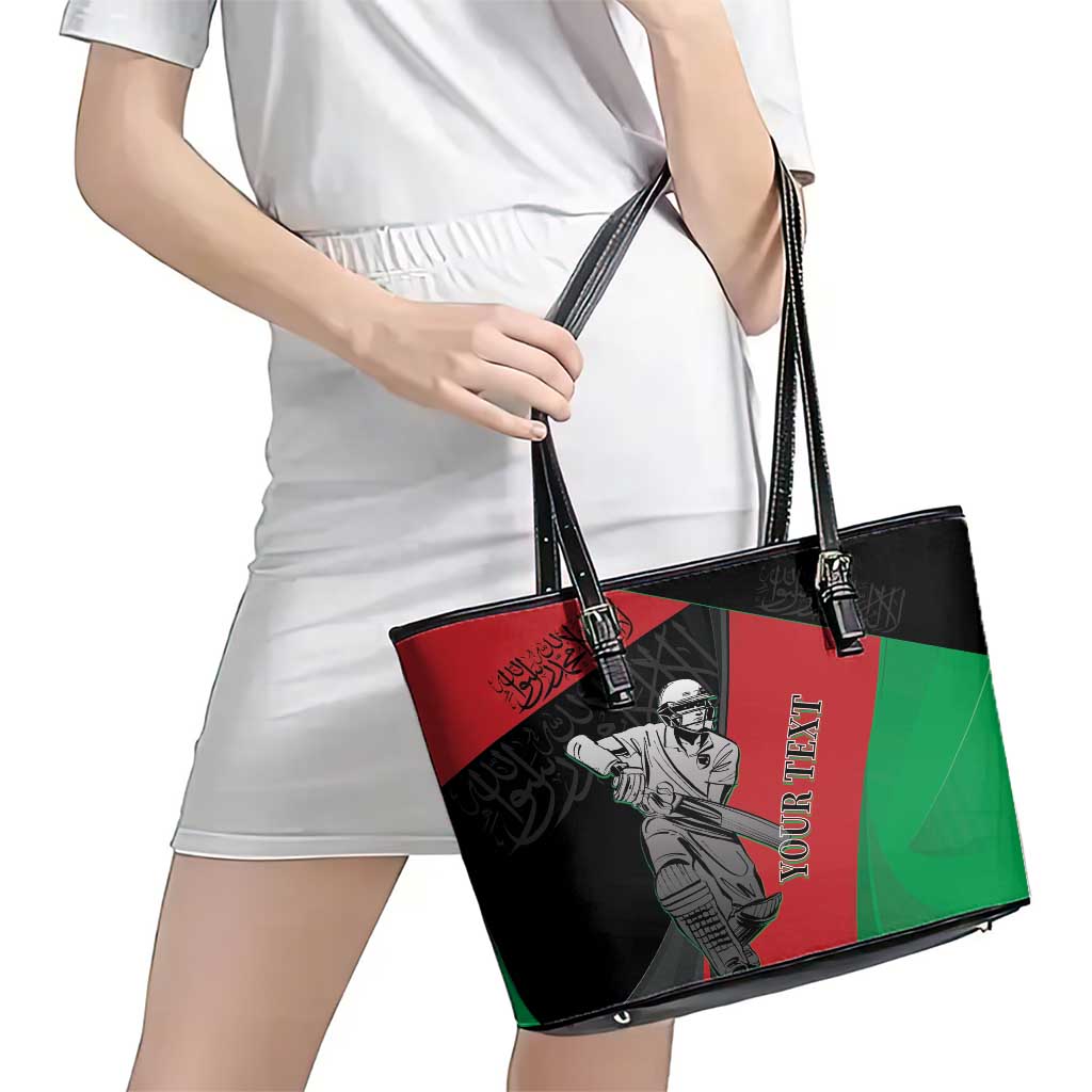 Custom Afghanistan Cricket Leather Tote Bag Sporty Version